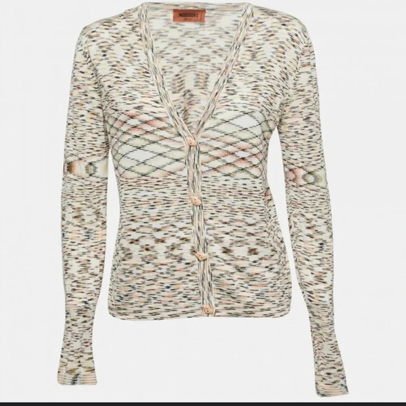 Missoni Multicolor Patterned Knit Buttoned Cardigan - Picture 1 of 6